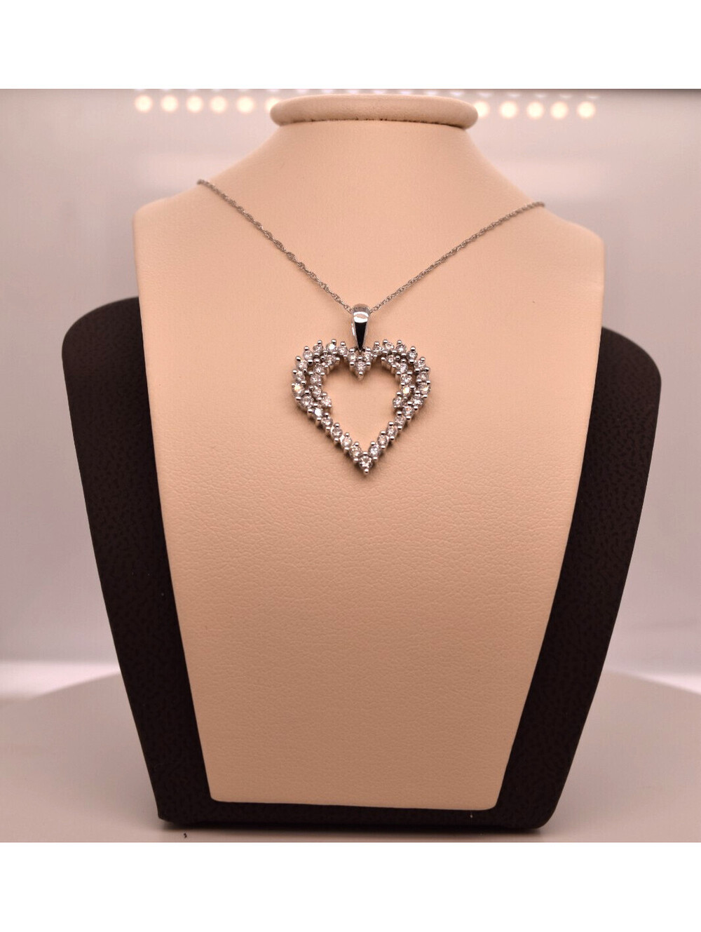 14K WHITE GOLD DIAMOND HEART NECKLACE .50 TCW